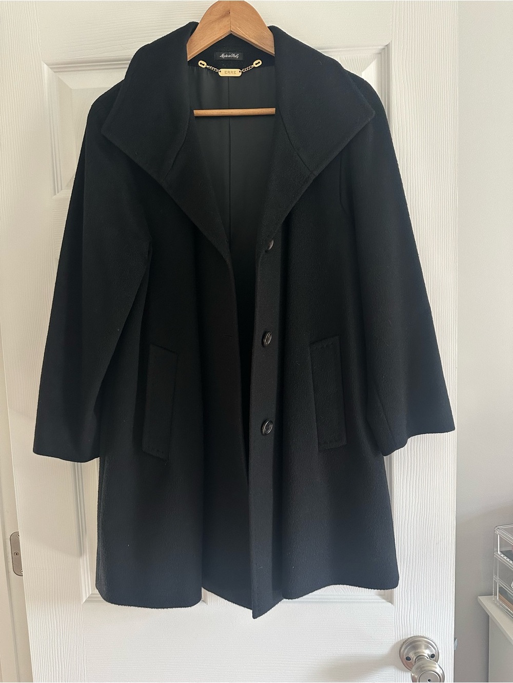 Pure Cashmere Black Trench style coat